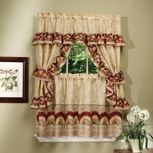 Printed Cottage Window Curtain Set 57 Inch Width, Inch Length Sunflower Light